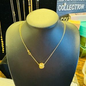 18K Saudi Gold Ball Necklace 16inches